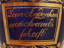 Cseh fújt üvegváza, jelzés nélkül, apró lepattanásokkal, m:22cm