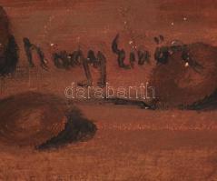 Nagy jelzéssel: Gyümölcs csendélet. Olaj, vászon, keretben, 47×70 cm