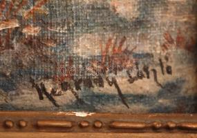 Neogrády jelzéssel: Vadászó róka. Olaj, vászon, sérült keretben, 30×20 cm