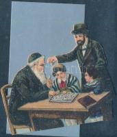 cca 1920 Judaika litho kép / cca 1920 Judaica litho image 8x4 cm