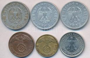Német 3. Birodalom 1935A 50pf Al + 1935D 50pf Al + 1935E 50pf Al + 1937A 5pf Al-Br + 50Pf Ni + 1940A...