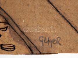 Geiger jelzéssel: Kártyázók. Tus, karton, 21×30 cm