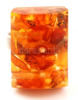 Ezüst(Ag) fülbevaló és gyűrű borostyán díszítéssel, ezüst(Ag) medál gyöngyház berakással, jelzettek,...