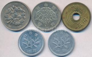 Japán 1959. 100Y Ag + 1972. 1Y Al + 1977. 100Y Cu-Ni + 1979. 5Y sárgaréz + 1984. 1Y Al T:2,2-
Japan...