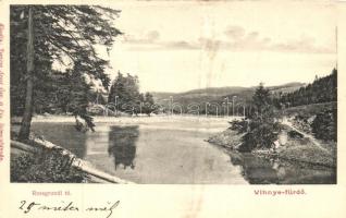 Vihnye-fürdő, Rossgrundi tó; kiadja Joerges; hátoldalán írott szöveg a tó keletkezéséről / lake