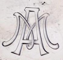 Ezüst tálca, monogramos, jelzett, Ag., 366gr., 2db, 18x18cm/ Silver trays, monogrammed, signed, Ag.,...