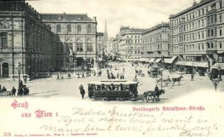 1898 Vienna, Wien I. Verlängerte Kärnthner-Strasse / street, omnibus