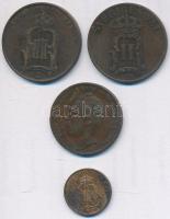 Svédország 1863. 2ö Br + 1881. 5ö Br + 1905. 1ö Br + 1907. 5ö Br T:2-,3 anyaghiba 
Sweden 1863. 2 O...