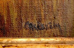 Mészöly jelzéssel: Pecázó. Olaj, vászon, keretben, 40×20 cm