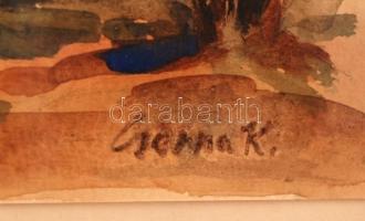 Cserna jelzéssel: Pálmafa. Akvarell, papír, üvegezett keretben, 37×24 cm