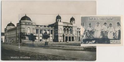 Mohács, Városháza, leporelló képeslap (a hajtásnál elvált / bent till broken)