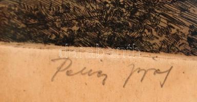 Olvashatatlan jelzéssel: Déli napsütésben. Színezett rézkarc, papír, 17×22 cm