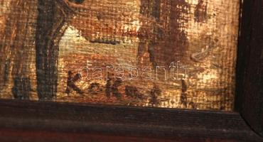 Kokas jelzéssel: Tanya. Olaj, karton-vászon, keretben, 9×34 cm