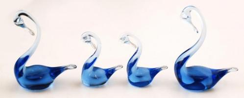 Üveg hattyú család (5db), hibátlan, m:6-12 cm