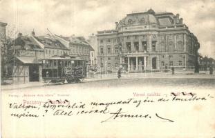 Pozsony, Pressburg, Bratislava; Városi színház, villamos / theatre, tram (EK)