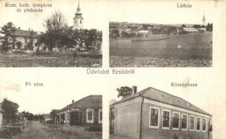 Ecséd, Római katolikus templom és plébánia, Fő utca, Községháza; kiadja Buzás István (EK)