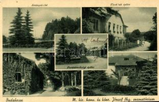 Budakeszi, 6 db régi városképes képeslap, vegyes minőség