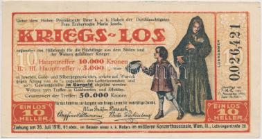 Ausztria 1916. "Mária Jozefa főhercegnő jótékonysági sorsjegye" 10h értékben T:I- Austria 1916. "Charity lottery ticket of Archduchess Maria Josefa" about 10 Heller C:AU