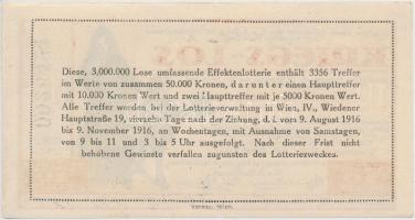 Ausztria 1916. "Mária Jozefa főhercegnő jótékonysági sorsjegye" 10h értékben T:I-
Austria...