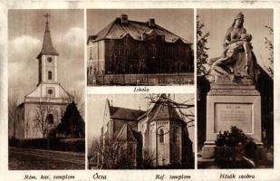 Ócsa, Római Katolikus templom, iskola, Református templom, Hősök szobra