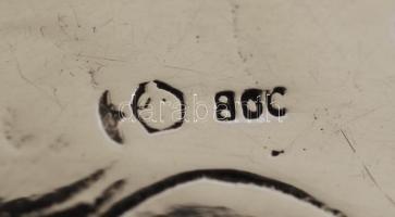 Ezüst angyalos tálka, jelzett, Ag., 43,4gr, d:9cm /Silver bowl with angels, marked, Ag, 43,4gr, d. 9...