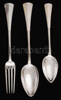 Ezüst gyermek étkészlet, 3db-os kanál és villa, jelzett, Ag., 105,2gr/Silver children's dinnerware, spoons and forks, set of 3-inch, signed, Ag. 105,2gr