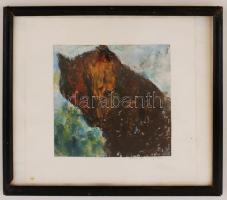 Dézsi Éva (1929-): Rozsomák. Olaj, papír, jelzett, üvegezett keretben, 14×14 cm