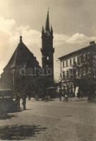 Beszterce, Bistrita; Evangélikus templom, automobile - 2 db kisméretű fotóképeslap (11,6x8,4 cm) / church, automobile - 2 small-sized photo postcards