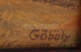 Gömböly József (1915-): Hátsóudvar. Kréta, merített papír, jelzett, 29×39 cm