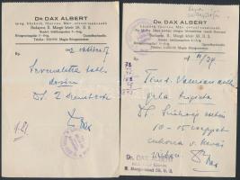 1931 dr. Dax Albert főorvos, MÁV orvosi tanácsadó által kiadott receptek 4 db