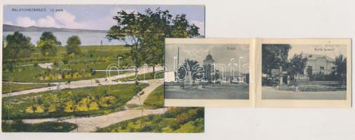 Balatonszárszó, park, leporelló képeslap
