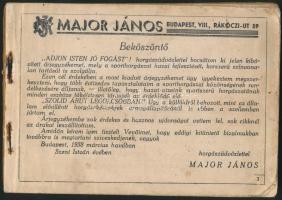 1938 Major János horgász-halász árjegyzéke, borító nélkül