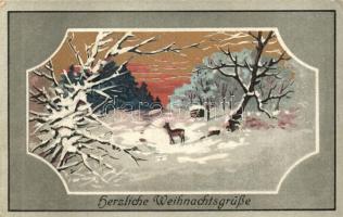 Christmas, landscape, litho