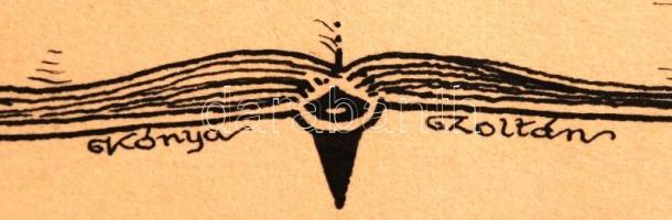 Kónya Zoltán (1891-?): Ex libris terv, vegyes technika, papír, jelzett, 14×7,5 cm