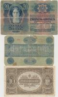1913. 20K + 1919. 5K "MÁS TÖRVÉNYES..." + 1920. 10K T:III-,IV