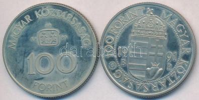 1990. 100Ft "SOS Gyermekfalu" + 1991. 100Ft Cu-Ni "II. János Pál pápa látogatása"...