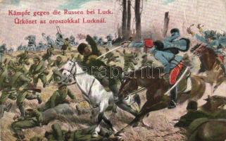 Ütközet az oroszokkal Lucknál / WWI Austro-Hungarian military, Hussars against the Russians at Luck L&P 2069. (b)