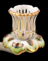 Herendi Viktória mintás gyertyatartó (kettes), kézzel festett, restaurált, jelzett, m:17 cm