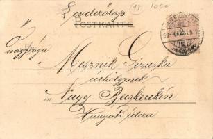 1899 Auf dem Sattelplatz / Lóverseny / Horse race, jockeys, cheering crowd, lady with red umbrella. ...