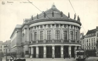 Antwerp, Anvers; Royal theatre, tram