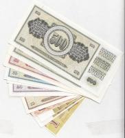 Jugoszlávia 1968-1978. 50D (2x) + 1978. 10D (2x) + 20D (2x) + 1978-1981. 500D (2x) + 1981. 100D (2x)...