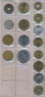 Vegyes magyar és külföldi fémpénz gyűjtemény 21db berakólapon, közte Libanon, Törökország, Svédorszá...