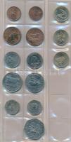 Vegyes magyar és külföldi fémpénz gyűjtemény 21db berakólapon, közte Libanon, Törökország, Svédorszá...