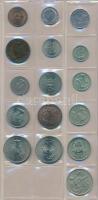 Vegyes magyar és külföldi fémpénz gyűjtemény 21db berakólapon, közte Libanon, Törökország, Svédorszá...