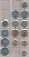 Vegyes magyar és külföldi fémpénz gyűjtemény 21db berakólapon, közte Libanon, Törökország, Svédorszá...