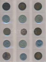 Vegyes magyar és külföldi fémpénz gyűjtemény 21db berakólapon, közte Libanon, Törökország, Svédorszá...