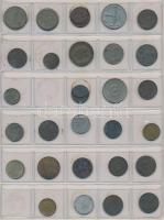 Vegyes magyar és külföldi fémpénz gyűjtemény 21db berakólapon, közte Libanon, Törökország, Svédorszá...