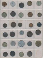 Vegyes magyar és külföldi fémpénz gyűjtemény 21db berakólapon, közte Libanon, Törökország, Svédorszá...