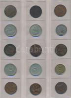 Vegyes magyar és külföldi fémpénz gyűjtemény 21db berakólapon, közte Libanon, Törökország, Svédorszá...