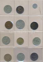 Vegyes magyar és külföldi fémpénz gyűjtemény 21db berakólapon, közte Libanon, Törökország, Svédorszá...